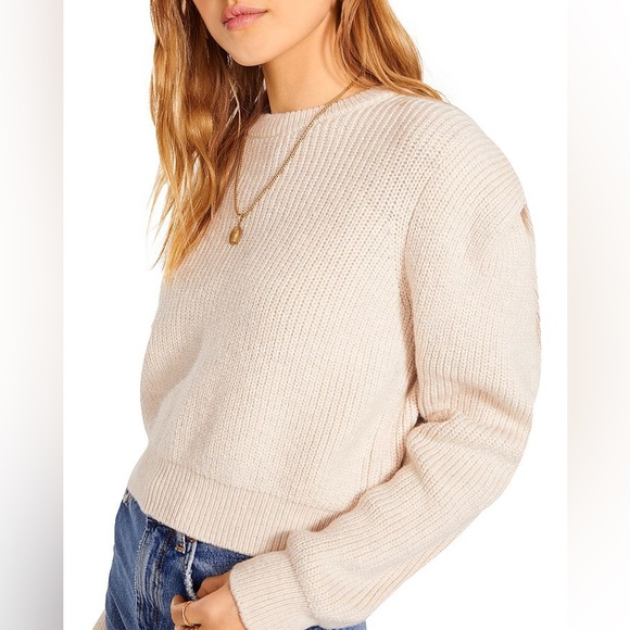 Cropped long sleeve knit Future Nostalgia sweater with shoulder tucks - Picture 1 of 3